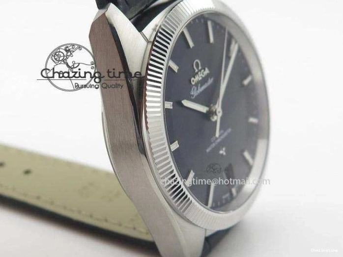 0410 Elegant Globemaster Master Chronometer SS V6F Best Edition Black Dial On Black Leather Strap A 8268